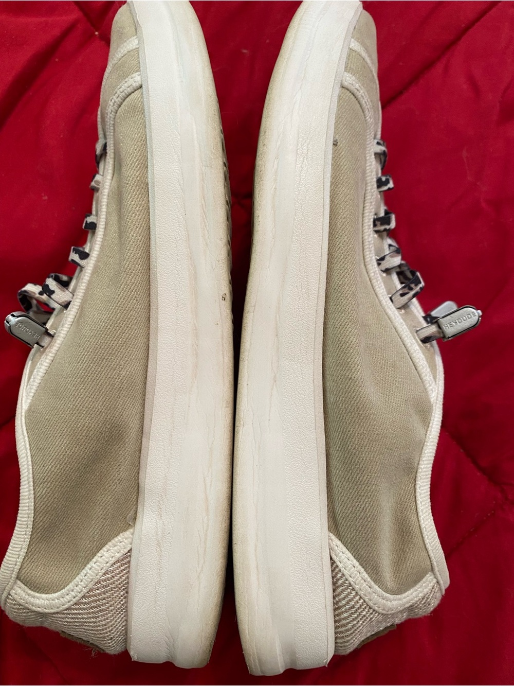 Hey Dude Women’s Karina joy Canvas Sneakers sand beige leopard Laces size 7 EUC - Picture 6 of 10